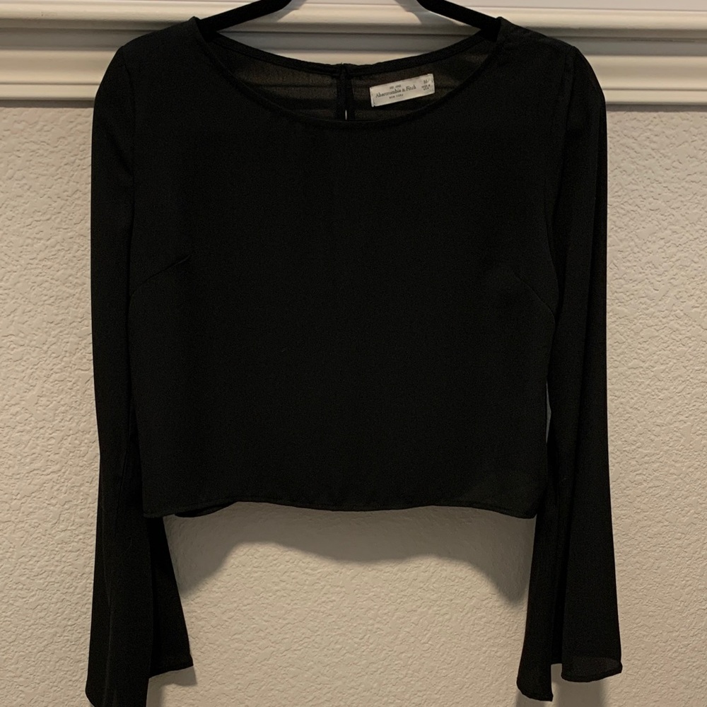 Abercrombie & Fitch Long Sleeve Black Polyester Top; Size M